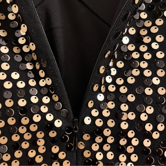 Black V Cut Sequined Cocktail Dress. - Picture 5 of 9